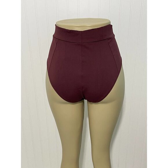 Vitamin A Womens Elena High Waisted Bikini Bottom Bathing Suit Swim Burgundy 14 - Picture 11 of 12